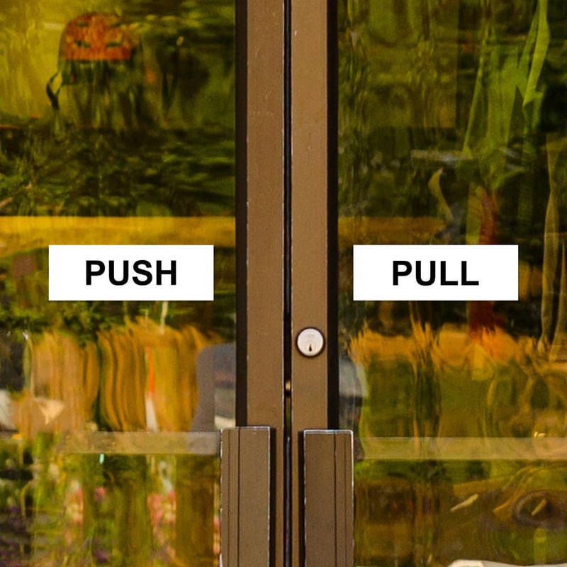 All Quality Basic PUSH and PULL Horizontal Door Sign w/Adhesive (Small 1" x 3") Brushed Silver - 1 Set - Image 3